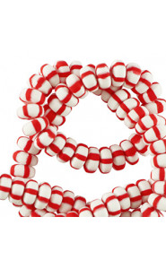 Polymer beads rondelle 7mm - White-red